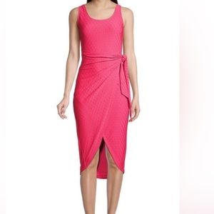 Michael Michael Kors Eyelet Wrap Cocktail Midi Pink XS Sleeveless Dress